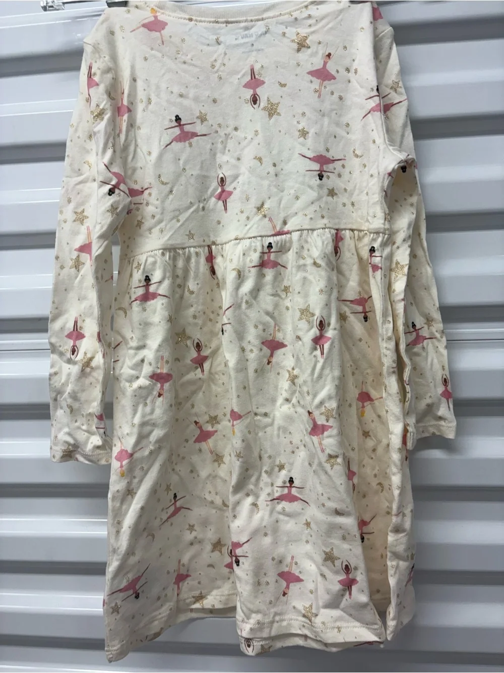 Old Navy Girls 4T Fit & Flare Long Sleeve Ivory Ballet Ballerina Dress